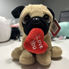 Pug Soft Toy Love You Red