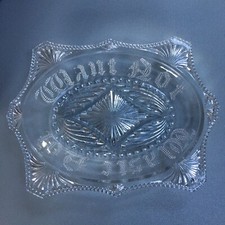 Victorian Pressed Glass Bread Plate ‘Waste Not Want Not’ / Angus & Greener