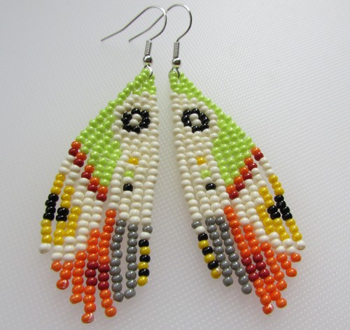 Seed bead fringe earrings - seed,