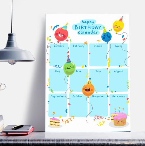 Birthday calendar wall chart - birthday,