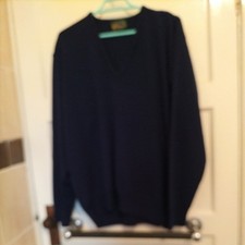 Balmoral Made In Scotland Mens Knitted Jumper Navy Blue Acrylic  Size 46" NEW