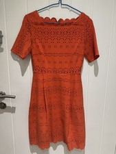 Banana Republic Orange Red Lace Dress Size S Short Sleeve Fit & Flare A Line 