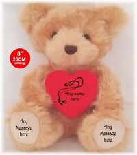 20 cm PERSONALISED TEDDY BEAR BEIGE BIRTHDAY  VALENTINES DAY ANY OCCASION