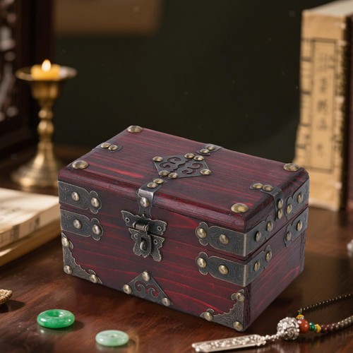 Wooden treasure chest rustic - chest,