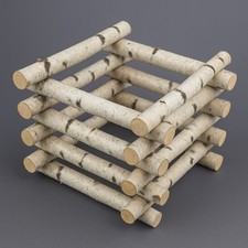 Handmade Rustic Birch Log Planter Pot Natural Wooden Garden Indoor /out Small 