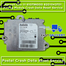 Renault Clio III 610796000 8201043701 Airbag ECU Crash Data Reset Service