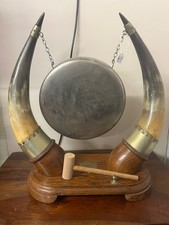 Antique Oak & Cattle Horn
