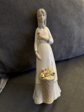 Valencia Girl with Flowers by Miquel Requena Porcelain Figurine Spain Vintage