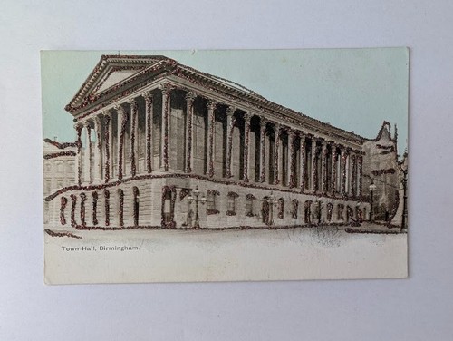Vintage postcard town hall - town,