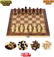 Large Chess Wooden Set Folding
