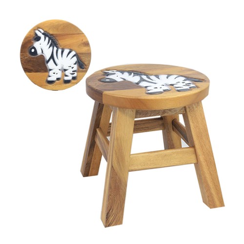 Wooden stool zebra decorated - stool,
