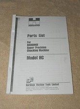 Hardinge HC Precision Lathe Spare Parts Manual
