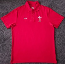 Wales Rugby WRU Under Armour 2014 15 Polo Shirt / Red / L Large Loose Fit