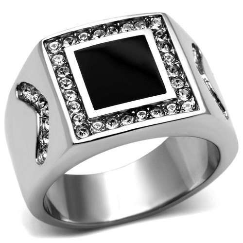 Mens black ring - , silver