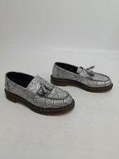 Dr Martens Adrian Silver Metallic Snake Tassel Loafers Size UK 6 EU39 Vegan