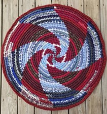 Handmade crocheted rag rug 35"