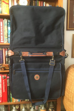 RETRO CARLTON NAVY  CANVAS GENT'S GARMENT/SUIT CARRY CASE WITH SHOULDER STRAP
