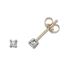 9ct Gold Diamond Solitaire Stud Earrings - Gift Boxed - Real Diamond