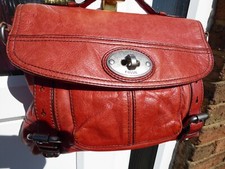 Fossil Maddox red leather handbag Fossil bag red bag small/medium briefcase.