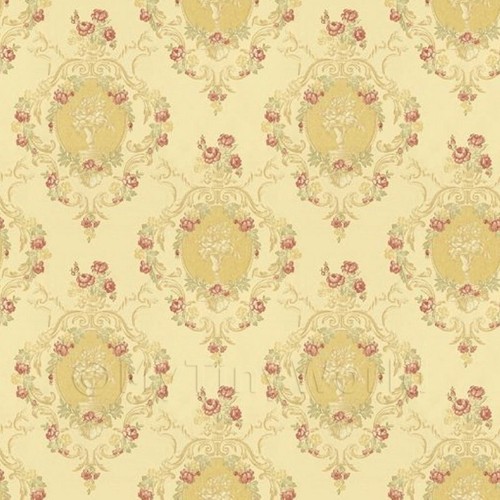 Dolls house red damask flower - house,