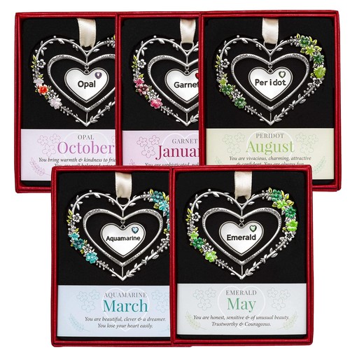 Birthstone heart hanging metal - birthstone,