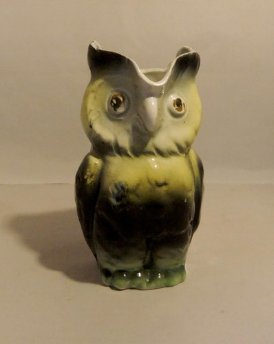 Vintage majolica pottery owl - pottery,