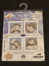 DMC Raymond Briggs The Snowman Christmas cross stitch kit cards pack - 14 skeins