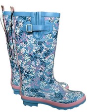 Tu Size 7 Blue Pink Abstract Floral Wellies Bnwt Wellington Boots  Union Jack