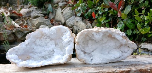 White quartz geode crystal - white,