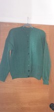 New Hand Knitted Cardigan Large 44" Chest Emerald Jade Green Button Up