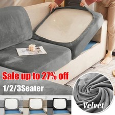 1/2/3 Seater Velvet Replacement Sofa Seat Cushion Covers Stretch Couch Protector