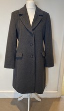 Heine Lapel Collar Grey Wool Cashmere Blend Long  Coat - Size 12 - 14  RRP £139