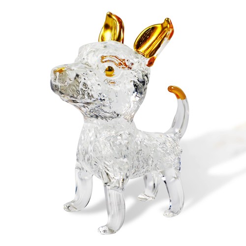 Crystal dog figurine - crystal, 3.9x3.3in