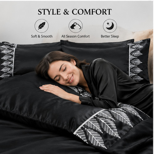 Black with silver sequins - black,