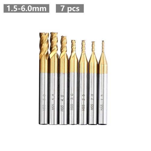 7pcs milling cutters flute - 7pcs, 4-flute