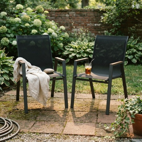 Black stackable patio chairs - stackable,