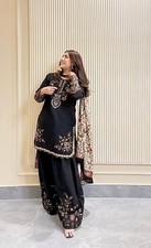 Heavy Embroidered Salwar Kameez Ready Made Kurta Palazzo Dupatta Set 3 Piece Set