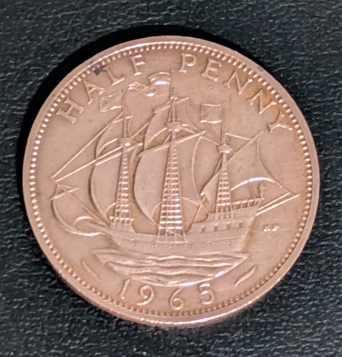 1965 half penny coin - 1965,