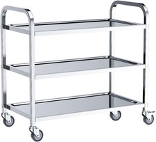 Stainless Steel Trolley Large Rolling Catering Storage Cart 4 wheels For Auction
