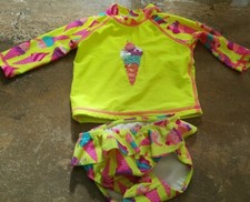 Baby Girls 3-6 Mths- Sun Swimming Top & Bikini Bottoms- ice cream detail