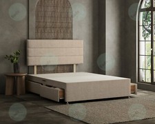 Brand New 3 Panel Horizontal Lines Reinforced Divan + 24” H/B - Plush & Teddy