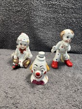 2 lovely Artmark Ceramic Clown Figurines - Polka dot outfits 5.5" Tallest + 1