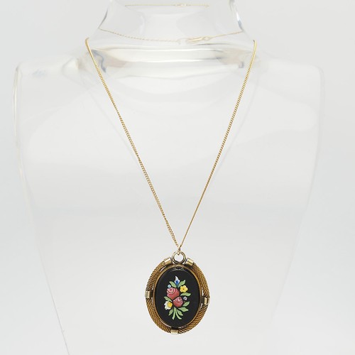 Antqiue gold filled petra dura - gold,