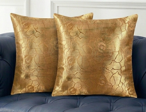 Bronze gold metallic cushion - gold,
