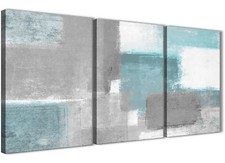 3 Set Teal Grey Painting Dining Room Canvas Accessories - Abstract 3377 - 126cm