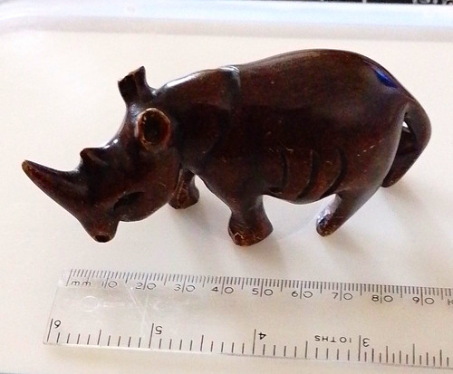Hand carved wooden rhinoceros - hand-carved,