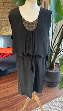 Pyrus London Black Silk Sleeveless Embellished Drop Waist Knee Length Dress SZ M