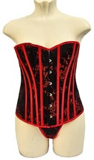 Overbust Boned Corset Sexy Burlesque Basque Top Lace Up Size S - 6XL