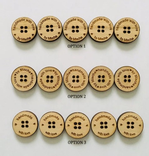 Personalised oak buttons - personalised, v