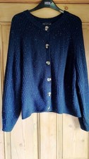 M&S Marks and Spencer chunky knit navy speckled cardigan cardy 20 Extra Large XL